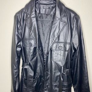 Black Leather Trench Coat